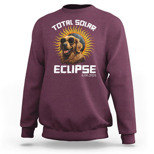 Total Solar Eclipse Sweatshirt Golden Retriever April 8 2024 TS02 Maroon Printyourwear