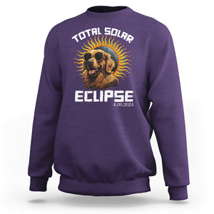 Total Solar Eclipse Sweatshirt Golden Retriever April 8 2024 TS02 Purple Printyourwear