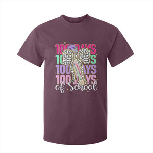 Retro Coquette 100 Days Of School T Shirt For Kid for Schoolgirls Teacher TS02 Maroon Print Your Wear