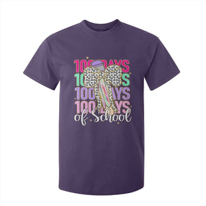 Retro Coquette 100 Days Of School T Shirt For Kid for Schoolgirls Teacher TS02 Purple Print Your Wear