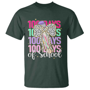 Retro Coquette 100 Days Of School T Shirt for Schoolgirls Teacher TS02 Dark Forest Green Print Your Wear