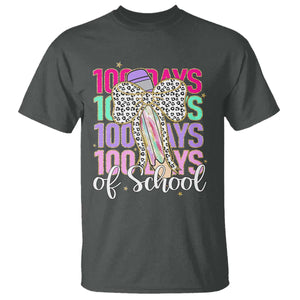 Retro Coquette 100 Days Of School T Shirt for Schoolgirls Teacher TS02 Dark Heather Print Your Wear