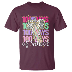 Retro Coquette 100 Days Of School T Shirt for Schoolgirls Teacher TS02 Maroon Print Your Wear