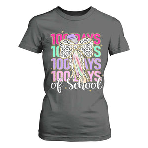 Retro Coquette 100 Days Of School T Shirt For Women for Schoolgirls Teacher TS02 Dark Heather Print Your Wear