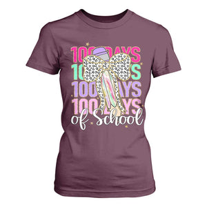 Retro Coquette 100 Days Of School T Shirt For Women for Schoolgirls Teacher TS02 Maroon Print Your Wear
