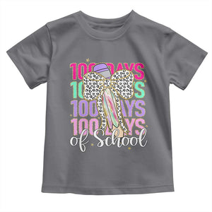 Retro Coquette 100 Days Of School Toddler T Shirt for Schoolgirls Teacher TS02 Charcoal Print Your Wear