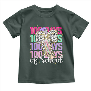 Retro Coquette 100 Days Of School Toddler T Shirt for Schoolgirls Teacher TS02 Dark Forest Green Print Your Wear