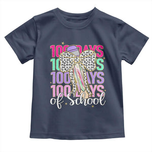 Retro Coquette 100 Days Of School Toddler T Shirt for Schoolgirls Teacher TS02 Navy Print Your Wear