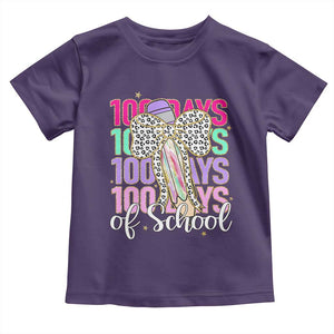 Retro Coquette 100 Days Of School Toddler T Shirt for Schoolgirls Teacher TS02 Purple Print Your Wear