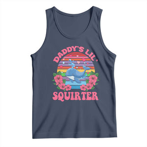 Funny Daddy's Lil Squirter Tank Top Cute Whale Inappropriate Embarrassing Adult Joke TS02 Navy Print Your Wear
