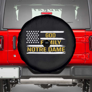 God Family Notre Dame Spare Tire Cover Indiana Fighting Irish Shamrock American Flag TS02 Black Print Your Wear