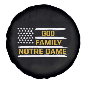 God Family Notre Dame Spare Tire Cover Indiana Fighting Irish Shamrock American Flag TS02 Print Your Wear