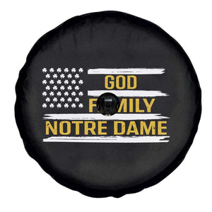 God Family Notre Dame Spare Tire Cover Indiana Fighting Irish Shamrock American Flag TS02 Print Your Wear