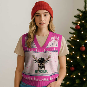 Bucked' 100 Days Of School V-Neck Knit Sweater Vest Deer Student Boy Girls 100th Day TS02 Hot Pink Print Your Wear
