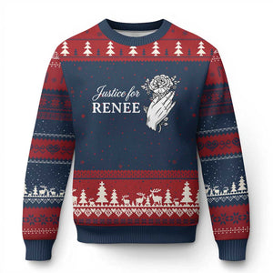 Justice for Renee Ugly Christmas Sweater Floral Rose Memorial Minneapolis Jane 8 2026 Tribute TS02 Navy Red Print Your Wear