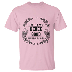 Justice for Renee Good T Shirt Minneapolis January 8 2026 Tribute Memorial Wreath TS02 Light Pink Print Your Wear