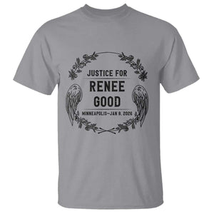 Justice for Renee Good T Shirt Minneapolis January 8 2026 Tribute Memorial Wreath TS02 Sport Gray Print Your Wear
