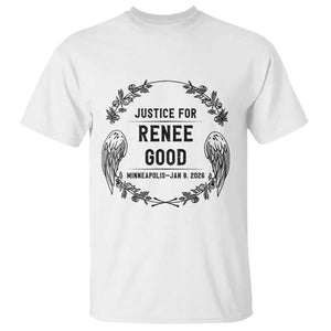 Justice for Renee Good T Shirt Minneapolis January 8 2026 Tribute Memorial Wreath TS02 White Print Your Wear