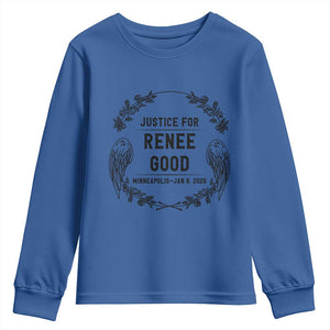 Justice for Renee Good Youth Sweatshirt Minneapolis January 8 2026 Tribute Memorial Wreath TS02 Royal Blue Print Your Wear