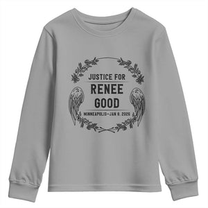 Justice for Renee Good Youth Sweatshirt Minneapolis January 8 2026 Tribute Memorial Wreath TS02 Sport Gray Print Your Wear