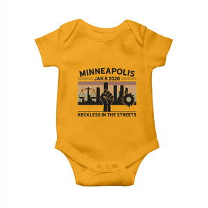 Minneapolis January 8 2026 Justice Movement Baby Onesie Reckless in the Streets Protest TS02 Gold Print Your Wear