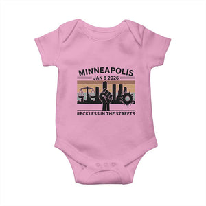 Minneapolis January 8 2026 Justice Movement Baby Onesie Reckless in the Streets Protest TS02 Light Pink Print Your Wear