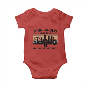 Minneapolis January 8 2026 Justice Movement Baby Onesie Reckless in the Streets Protest TS02 Red Print Your Wear