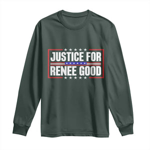 Justice for Renee Good Patriotic Long Sleeve Shirt Minneapolis Jan 8 2026 Memorial Red White and Blue TS02 Dark Forest Green Print Your Wear