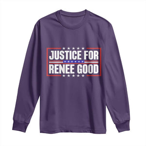 Justice for Renee Good Patriotic Long Sleeve Shirt Minneapolis Jan 8 2026 Memorial Red White and Blue TS02 Purple Print Your Wear