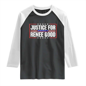 Justice for Renee Good Patriotic Raglan Shirt Minneapolis Jan 8 2026 Memorial Red White and Blue TS02 Black White Print Your Wear