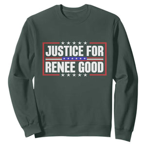 Justice for Renee Good Patriotic Sweatshirt Minneapolis Jan 8 2026 Memorial Red White and Blue TS02 Dark Forest Green Print Your Wear