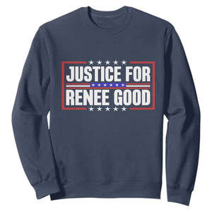 Justice for Renee Good Patriotic Sweatshirt Minneapolis Jan 8 2026 Memorial Red White and Blue TS02 Navy Print Your Wear