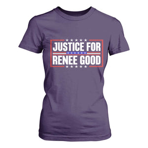 Justice for Renee Good Patriotic T Shirt For Women Minneapolis Jan 8 2026 Memorial Red White and Blue TS02 Purple Print Your Wear