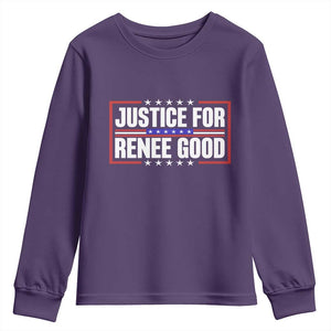 Justice for Renee Good Patriotic Youth Sweatshirt Minneapolis Jan 8 2026 Memorial Red White and Blue TS02 Purple Print Your Wear
