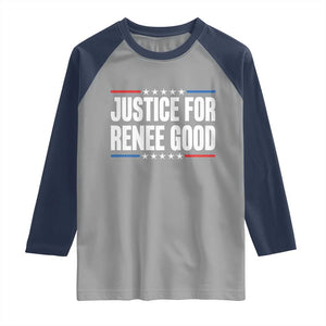 Justice for Renee Good Patriotic Raglan Shirt Minneapolis Jan 8 2026 Memorial Tribute TS02 Sport Gray Navy Print Your Wear