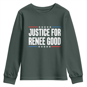 Justice for Renee Good Patriotic Youth Sweatshirt Minneapolis Jan 8 2026 Memorial Tribute TS02 Dark Forest Green Print Your Wear