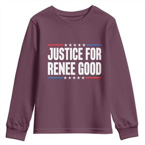Justice for Renee Good Patriotic Youth Sweatshirt Minneapolis Jan 8 2026 Memorial Tribute TS02 Maroon Print Your Wear