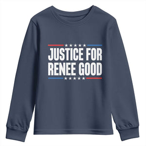 Justice for Renee Good Patriotic Youth Sweatshirt Minneapolis Jan 8 2026 Memorial Tribute TS02 Navy Print Your Wear