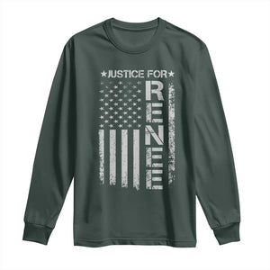 Justice for Renee American Flag Long Sleeve Shirt Minneapolis Jan 8 2026 Memorial Tribute TS02 Dark Forest Green Print Your Wear