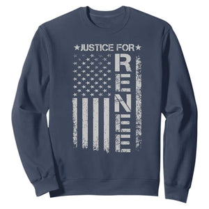 Justice for Renee American Flag Sweatshirt Minneapolis Jan 8 2026 Memorial Tribute TS02 Navy Print Your Wear