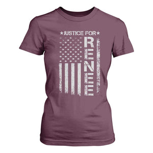 Justice for Renee American Flag T Shirt For Women Minneapolis Jan 8 2026 Memorial Tribute TS02 Maroon Print Your Wear