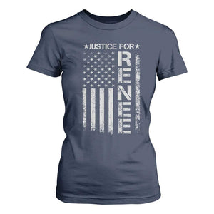 Justice for Renee American Flag T Shirt For Women Minneapolis Jan 8 2026 Memorial Tribute TS02 Navy Print Your Wear