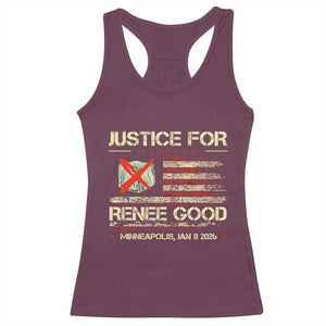Justice for Renee Good Racerback Tank Top Minneapolis Jan 8 2026 American Flag Stop Ice TS02 Maroon Print Your Wear