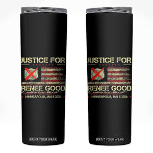 Justice for Renee Good Skinny Tumbler Minneapolis Jan 8 2026 American Flag Stop Ice TS02 Black Print Your Wear