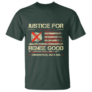 Justice for Renee Good T Shirt Minneapolis Jan 8 2026 American Flag Stop Ice TS02 Dark Forest Green Print Your Wear