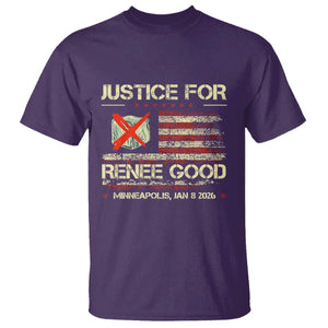 Justice for Renee Good T Shirt Minneapolis Jan 8 2026 American Flag Stop Ice TS02 Purple Print Your Wear