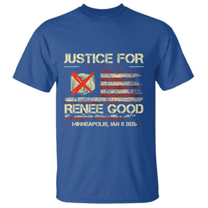 Justice for Renee Good T Shirt Minneapolis Jan 8 2026 American Flag Stop Ice TS02 Royal Blue Print Your Wear