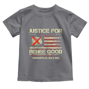 Justice for Renee Good Toddler T Shirt Minneapolis Jan 8 2026 American Flag Stop Ice TS02 Charcoal Print Your Wear