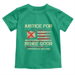Justice for Renee Good Toddler T Shirt Minneapolis Jan 8 2026 American Flag Stop Ice TS02 Irish Green Print Your Wear