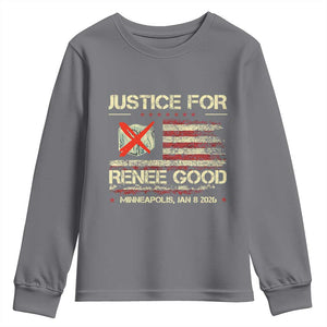 Justice for Renee Good Youth Sweatshirt Minneapolis Jan 8 2026 American Flag Stop Ice TS02 Charcoal Print Your Wear
